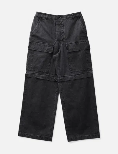Acne Studios Vintage Wash Ripstop Hybrid Cargo Pants In Black