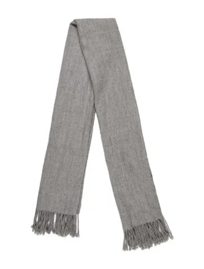Pre-owned Acne Studios Virgin Wool Fringe Virgin Wool Scarf In Gray
