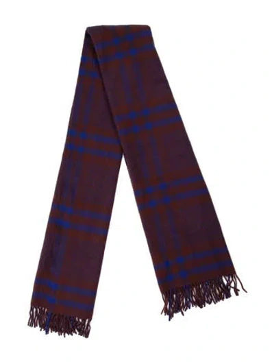 Pre-owned Acne Studios Virgin Wool Plaid Print Scarf In Brown