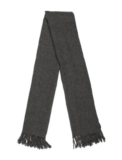 Pre-owned Acne Studios Virgin Wool Printed Scarf In Gray