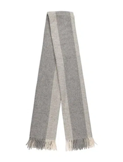 Pre-owned Acne Studios Virgin Wool Striped Scarf In Grey