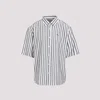 Acne Studios Embroidered Initials Striped Shirt In Black White