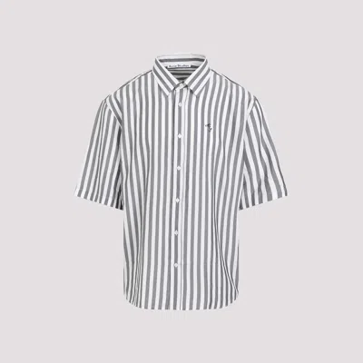 Acne Studios Embroidered Initials Striped Shirt In Patterned White