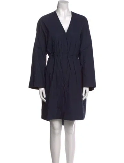 Pre-owned Acne Studios V-neck Knee-length Dress In Blue