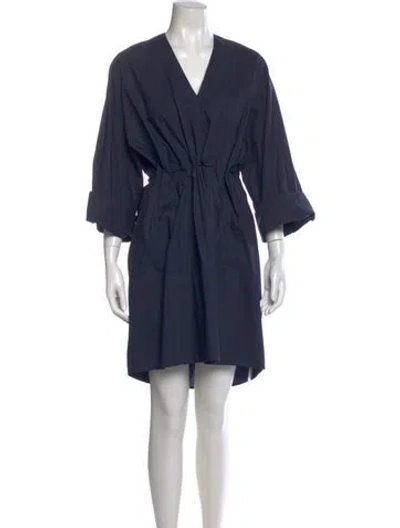 Pre-owned Acne Studios V-neck Knee-length Dress In Blue