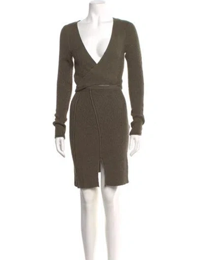 Pre-owned Acne Studios V-neck Knee-length Dress In Green