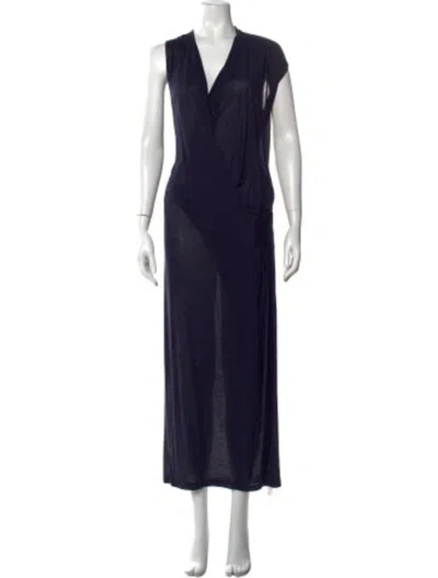 Pre-owned Acne Studios V-neck Long Dress In Blue