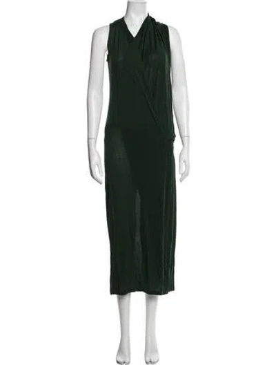 Pre-owned Acne Studios V-neck Long Dress In Green