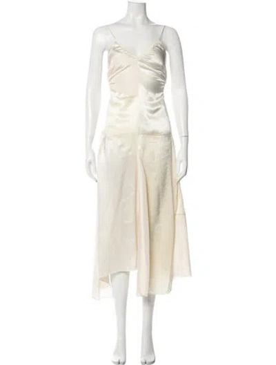 Pre-owned Acne Studios V-neck Long Dress In Neutral
