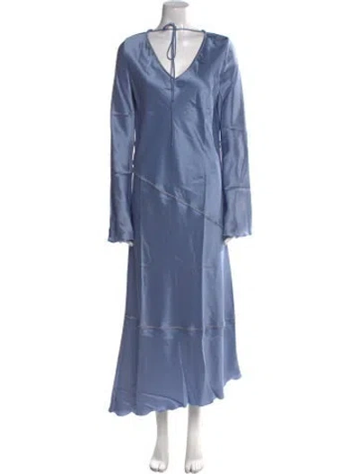 Pre-owned Acne Studios V-neck Long Dress W/ Tags In Blue
