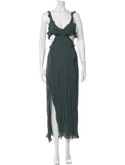 Pre-owned Acne Studios V-neck Long Dress W/ Tags In Blue