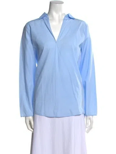Pre-owned Acne Studios V-neck Long Sleeve Blouse In Blue