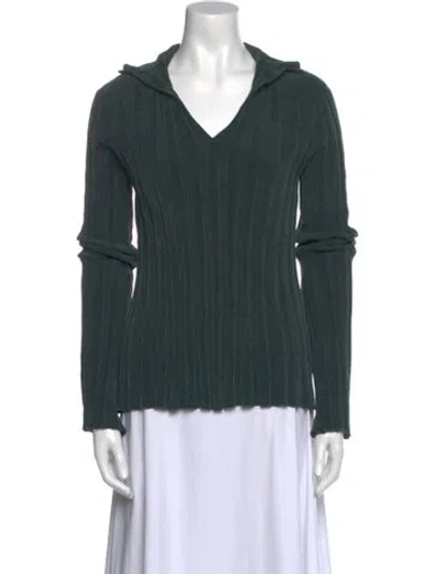 Pre-owned Acne Studios V-neck Long Sleeve Blouse In Green