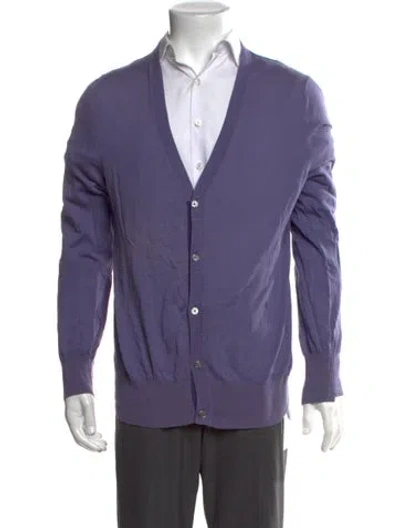 Pre-owned Acne Studios V-neck Long Sleeve Cardigan In Purple