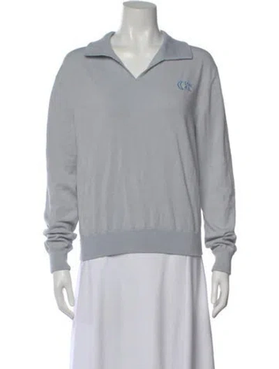 Pre-owned Acne Studios V-neck Long Sleeve Polo In Gray
