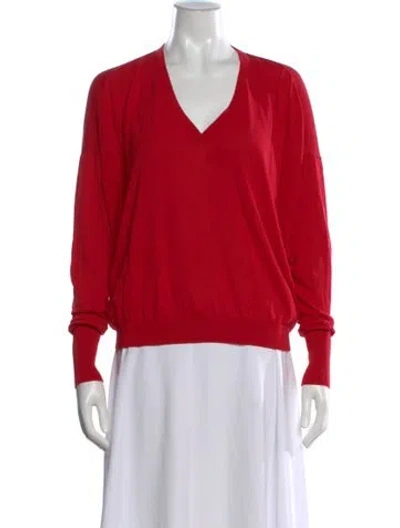Pre-owned Acne Studios V-neck Long Sleeve Top In Red