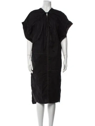 Pre-owned Acne Studios V-neck Midi Length Dress In Black