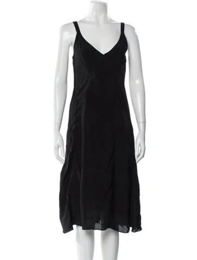 Pre-owned Acne Studios V-neck Midi Length Dress In Black