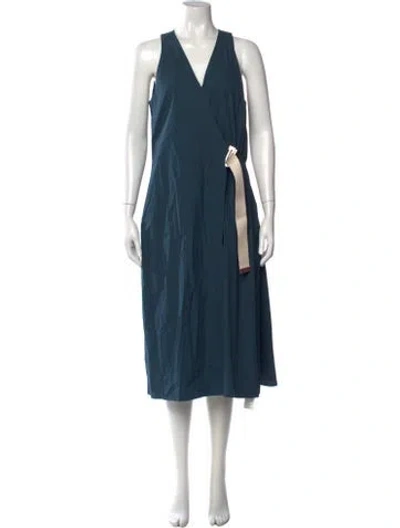 Pre-owned Acne Studios V-neck Midi Length Dress In Blue