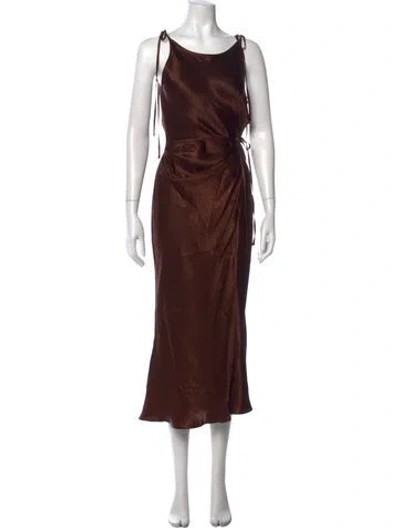 Pre-owned Acne Studios V-neck Midi Length Dress In Brown