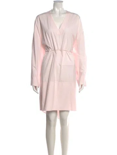 Pre-owned Acne Studios V-neck Midi Length Dress In Pink