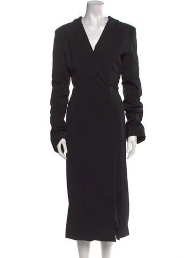 Pre-owned Acne Studios V-neck Midi Length Dress W/ Tags In Black