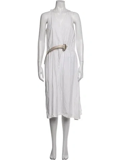 Pre-owned Acne Studios V-neck Midi Length Dress In White