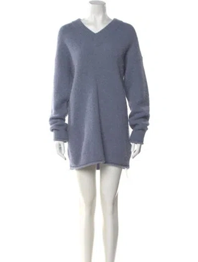 Pre-owned Acne Studios V-neck Mini Dress In Blue