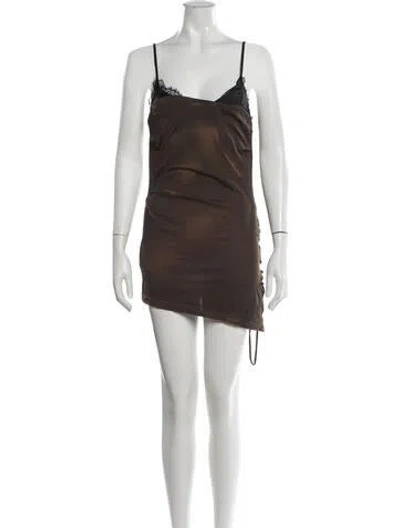 Pre-owned Acne Studios V-neck Mini Dress In Brown