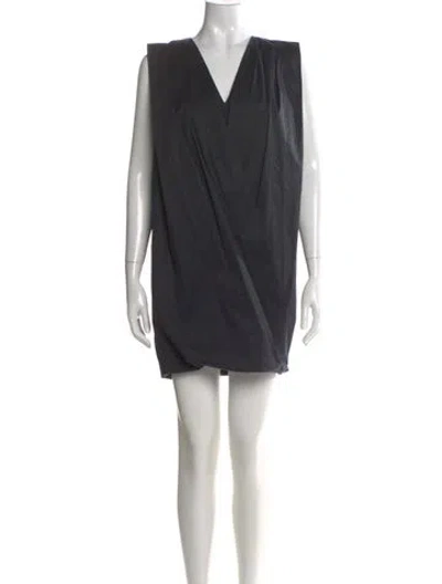 Pre-owned Acne Studios V-neck Mini Dress In Gray