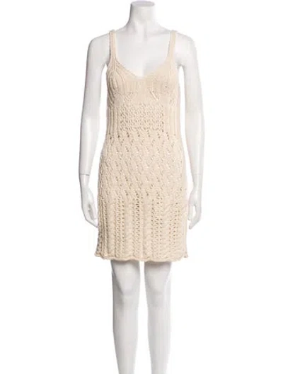 Pre-owned Acne Studios V-neck Mini Dress In Neutral