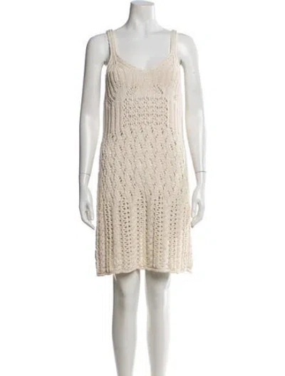 Pre-owned Acne Studios V-neck Mini Dress In Neutral