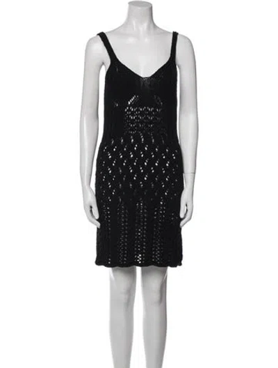 Pre-owned Acne Studios V-neck Mini Dress W/ Tags In Black