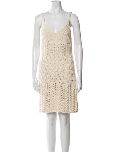 Pre-owned Acne Studios V-neck Mini Dress W/ Tags In Neutral