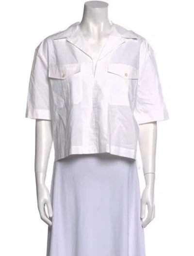 Pre-owned Acne Studios V-neck Short Sleeve Crop Top In White