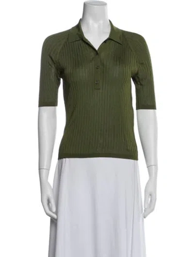 Pre-owned Acne Studios V-neck Short Sleeve Polo In Green