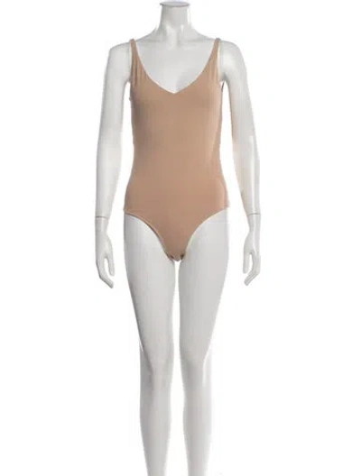 Pre-owned Acne Studios V-neck Sleeveless Bodysuit In Neutrals