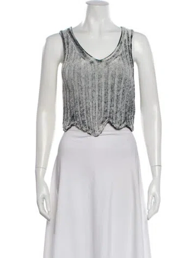 Pre-owned Acne Studios V-neck Sleeveless Crop Top In Blue