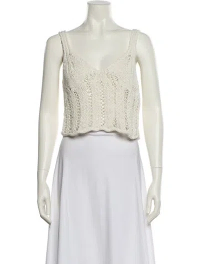 Pre-owned Acne Studios V-neck Sleeveless Crop Top In Neutral