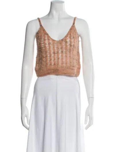 Pre-owned Acne Studios V-neck Sleeveless Crop Top In Neutral