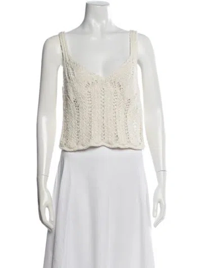 Pre-owned Acne Studios V-neck Sleeveless Crop Top In Neutral