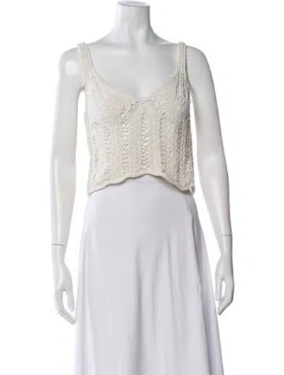 Pre-owned Acne Studios V-neck Sleeveless Crop Top In Neutrals