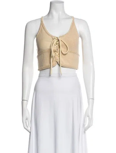 Pre-owned Acne Studios V-neck Sleeveless Crop Top W/ Tags In Neutral
