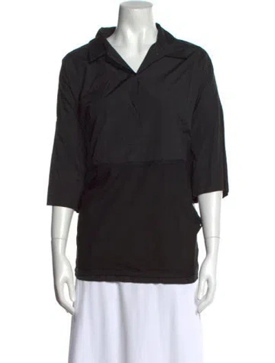 Pre-owned Acne Studios V-neck Three-quarter Sleeve Blouse In Black