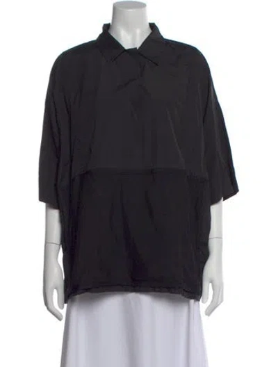 Pre-owned Acne Studios V-neck Three-quarter Sleeve Blouse In Black