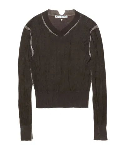 Acne Studios V-neck Top In Brown