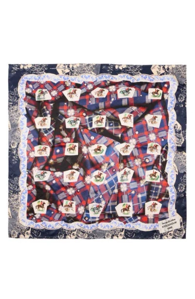 Acne Studios Volta Ceramics Print Square Organic Silk Scarf In Blue