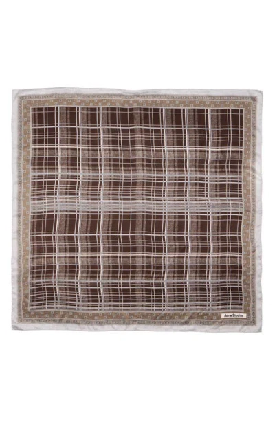 Acne Studios Volta Check Organic Silk Square Scarf In Brown