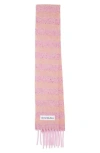 Acne Studios Vonkey Stripe Alpaca, Wool & Silk Blend Fringe Scarf In Bright Pink/old Pink
