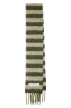 Acne Studios Vonkey Stripe Alpaca, Wool & Silk Blend Fringe Scarf In Green